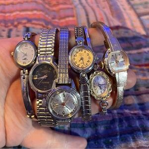 VINTAGE Silver Watch Bracelets (6 PIECES)